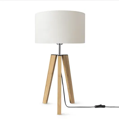 Produktbild von Tischleuchte Dreibein Nachttischlampe Stehlampe E27 Stoff Lampenschirm Uni