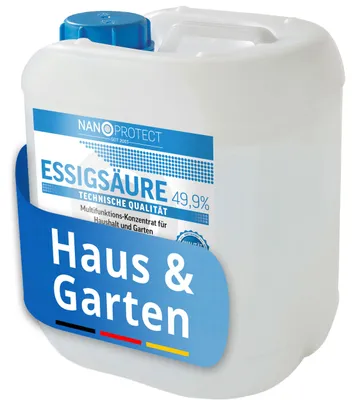 Produktbild von Nanoprotect Essigsäure Klimaneutral - 5 kg | 49,9% | Nachhaltig und CO2 neutral | Ideal als Reiniger und Entkalker | Für Haus und Garten