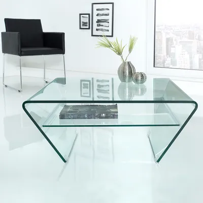 Produktbild von cagü: Design Glascouchtisch Couchtisch [MAYFAIR] Glas transparent Trapez 70cm x 70cm Quadratisch