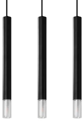 Zdjęcie produktu dla Lampa wisząca WEZYR 3 czarna 3xG9 8W stal/szkło 120x6x45cm Sollux Lighting