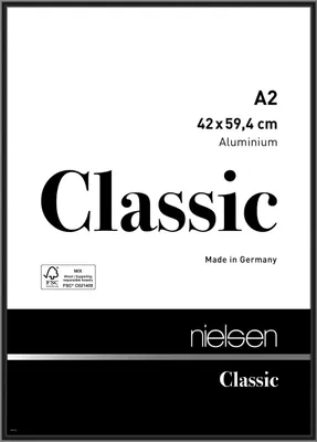 Produktbild von nielsen Aluminium Bilderrahmen Classic, 42x59,4 cm (A2), Eloxal Schwarz Glanz