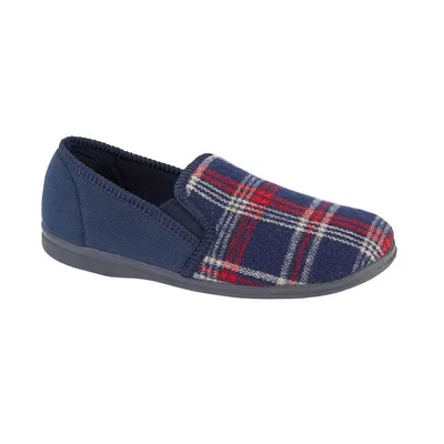 Produktbild von Sleepers - Herren Hausschuhe "Jim", Kariert, Velours DF2026 (47 EU) (Marineblau)