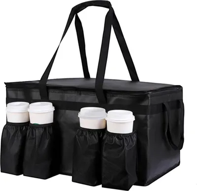 Produktbild von Isolierte Lunchtasche mit Getränketräger Lebensmittel-Liefertasche Isolierte Einkaufstaschen Lebensmittelträger Catering-Tasche Kühltaschen