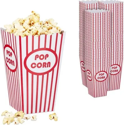 Produktbild von Popcorntüten, 72 Stück, rot/weiß