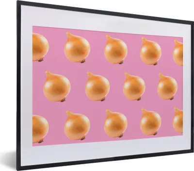 Produktbild von MuchoWow® MuchoWow® Gerahmtes Poster Gemüse - Zwiebeln - Rosa 40x30 cm - Poster mit zchwarzem Bilderrahmen - Bilderrahmen - Poster im Rahmen