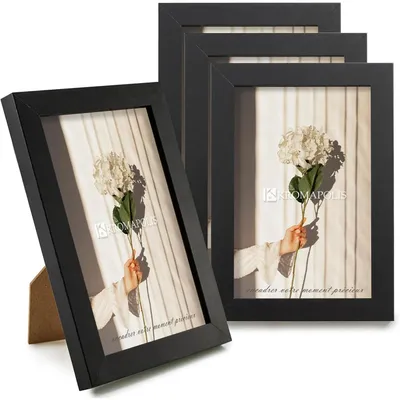 Image de Cadres photo en MDF, dimensions 10x15 cm, couleur noire, lot de 4