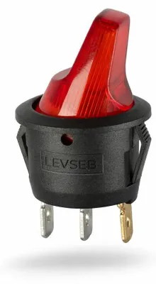 Produktbild von LED Wippschalter 12 V DC  Rund  Rot beleuchtet hohe Wippe Einbau Ø20 mm 6 A
