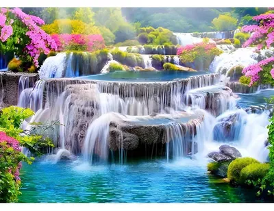 Image de Kit de peinture diamant, motif : cascade, paysage, 5D, dimensions : 30x40 cm