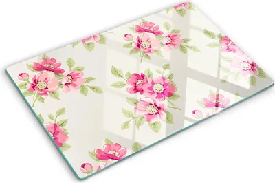 Produktbild von Tulup Glas Herdabdeckplatte - 80x52 cm - Glaskeramikkochfeld-Abdeckung Spritzschutz Glasabdeckplatte - Einteilig - Blumen & Pflanzen - Blumenmuster - Rosa