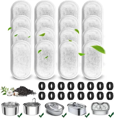 Obrázek produktu pro 32 nerezových filtrů do fontánky pro kočky (16 uhlíkových + 16 houbových), pro 2–3,2 l.