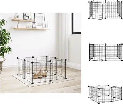 Image de vidaXL Cage pour animaux domestiques 8 pièces avec porte Noir 35x35 cm Acier - Habitats & Enclos pour petits animaux