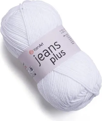 Produktbild von YarnArt Jeans Plus 62 – Premium Strickgarn in Optisch Weiß, 100g – Weich, strapazierfähig und perfekt für Amigurumi & Babyprojekte
