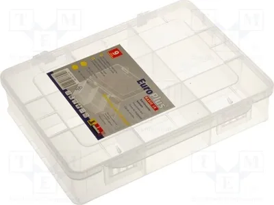 Zdjęcie produktu dla 1 sztuka: Pojemnik – skrzynka z przegródkami, wymiary 180x149x40 mm, kolor biały. Pojemniki i skrzynki