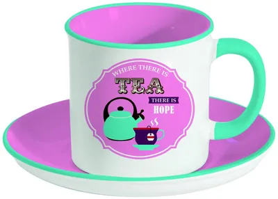 Obrázok produktu pre Porcelánový hrnček s podšálkou Retro Break Tea Pink