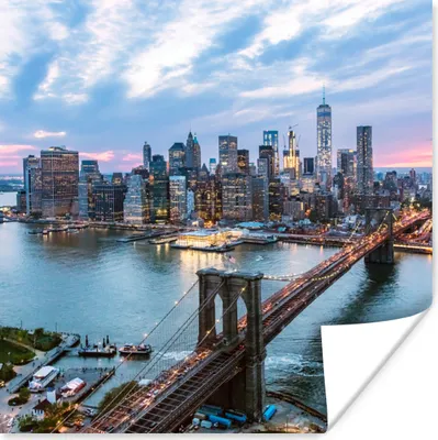 Produktbild von MuchoWow® Poster New York - Skyline - Brücke 100x100 cm - Babyzimmer