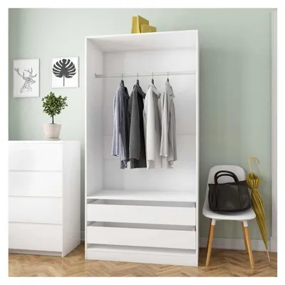 Produktbild von Kleiderschrank Weiß 100x50x200 cm Holzwerkstoff