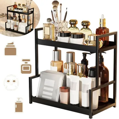 Produktbild von Badezimmer-Organizer mit 2 Ebenen, Aufbewahrungsregal, Parfüm-Organizer für Schlafzimmer, Badezimmer, Küche