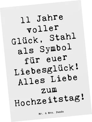 Produktbild von Mr. & Mrs. Panda Postkarte Spruch 11. Hochzeitstag Stahlhochzeit - Weiß - Geschenk, Zusammenhalt, Fotokarte, Heiraten, Postkarten, Heirat, Jubiläum, Geschenke, Grußkarte