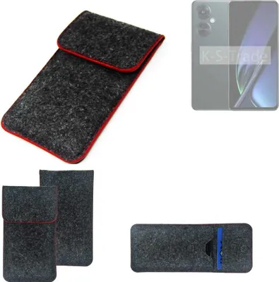 Produktbild von K-S-Trade Handy Schutz Hülle kompatibel mit Oppo K11x Schutzhülle Handyhülle Filztasche Pouch Tasche Case Sleeve Filzhülle dunkelgrau roter Rand