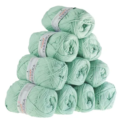 Produktbild von 10 x 50g Strickgarn Terezka 100% Baumwolle Baumwollgarn Häkelgarn, Farbe:blassgrün