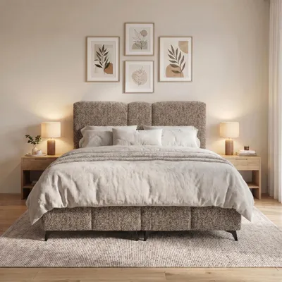 Produktbild von ELVORA DESIGN. Boxspringbett 160x200 cm Bettkasten und Matratze, COZY 2, Hellbraun