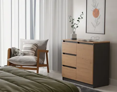 Produktbild von Kommode modern 1 Tür 3 Schubladen funktionales Design