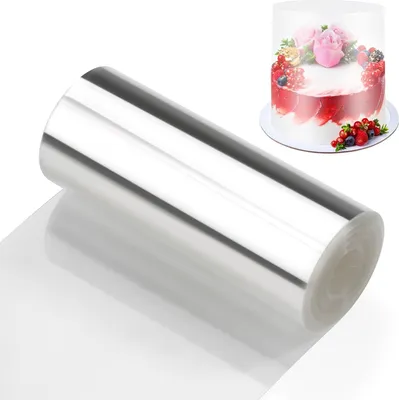 Produktbild von Tortenrandfolie Hoch 30cm x 10m, Transparent Acetat Rolle Tortenfolie, Harte Torten Folie für Kuchen Schokoladenmousse Kuchen Crafting, Hoch Torten Folienrand für Stabilisieren Dekoration 10cm x 10m