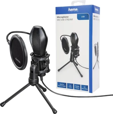 Produktbild von Hama MIC-USB Stream, 50 - 16000 Hz, 2200 Ohm, Kabelgebunden, USB, Schwarz, 2 m