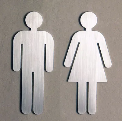 Produktbild von Türschild Set "Frau+Mann" Toilettenschild, je 1 Stk. MATT Edelstahl gebürstet - Höhe 11,5 cm -  GERMANY