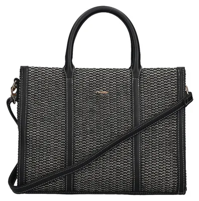 Produktbild von Rieker Damen Henkeltasche in Bastoptik helle Ziernähte H1013, Farbe:Schwarz