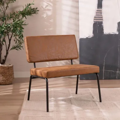 Produktbild von Sessel Espen cognac aus recyceltem Leder, 65 cm breit, 79 cm hoch, ohne Armlehnen