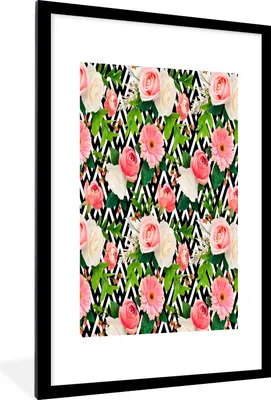 Produktbild von MuchoWow® MuchoWow® Gerahmtes Poster Blumen - Rosen - Rosa 60x90 cm - Poster mit zchwarzem Bilderrahmen - Dekoration - Wandposter Wohnzimmer - Hochwertig