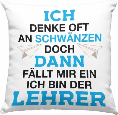Produktbild von Trendation - Lehrer Geschenk Abschied Klassenlehrer Deko-Kissen mit Füllung 40x40 Geschenkidee Weihnachten Geburtstag (Blau)