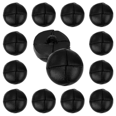 Produktbild von TRANKIELO® - 12 schwarze Lederknöpfe - Halbrundförmige Nähknöpfe, 20,5 mm - Bekleidungaccessoires für DIY-Projekte