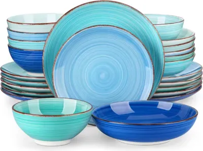 Produktbild von Castella Serviesset – 24-teilig – 8 Personen – Blau – Tafelservice – Essteller, Tiefe Teller und Frühstücksteller – Keramik-Set
