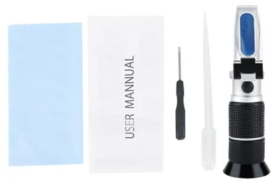 Image de Testeur de sucre pratique, réfractomètre Brix, poignée en caoutchouc, léger, 0-90 % avec pipette pour la bière, le miel, le lait