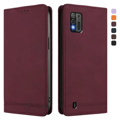 Image de Etui pour ZTE Blade A52 Lite, étui rétro en cuirPolyuréthaneavec support et fentes pour cartes de crédit Rouge