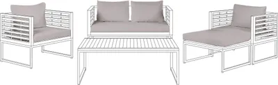 Produktbild von BELIANI Kissenbezug Set Grau Stoffbezug 8-Teilig UV-Resistent mit Reißverschlüssen Modern für Loungeset Gartenset Gartenmöbel Gartensofa