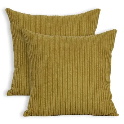 Produktbild von Lumali - Dekokissen aus Cord 40x40 cm, 2er Set Kissenhülle, dekorative Cord-Kissenbezüge, senffarbener Kissenbezug,