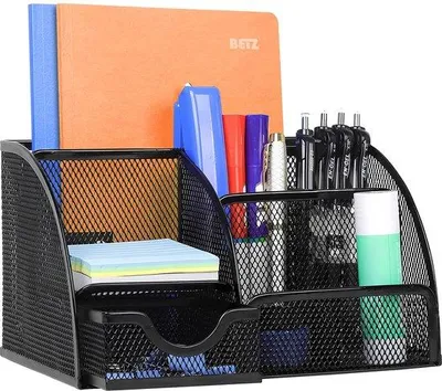 Immagine prodotto di Organizer da ufficio nero con cassetto per gli strumenti di scrittura