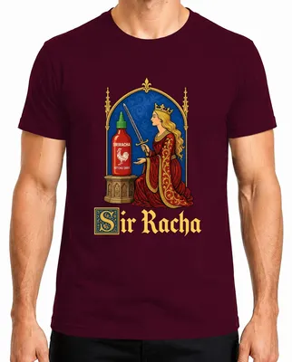 Imagen del producto de Camiseta para hombre con estampado "Sir Racha Sriracha Hot Sauce Königin Schwert Statement", color burdeos, talla XL