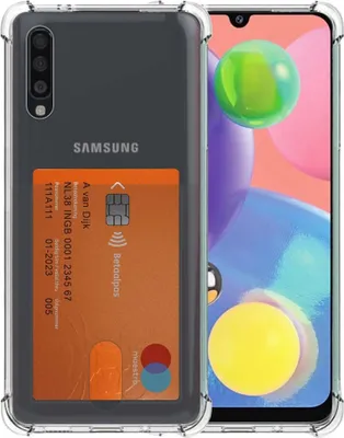 Immagine prodotto di Smartphonica Custodia per telefono adatta a Samsung Galaxy A70s con supporto per schede in silicone traslucido - Custodia trasparente in TPU antiurto con slot per schede
