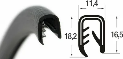 Produktbild von KS-S4-6S Kantenschutzprofil schwarz Klemmbereich 4-6 mm Maße 18,2x11,4x16,5 mm