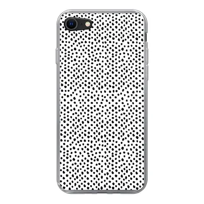 Produktbild von MuchoWow® Handyhülle Schutzhülle Hülle für iPhone SE 2022 Polka dots - Schwarz - Weiß Silikon Softcase Handy Hülle - Schutzhülle