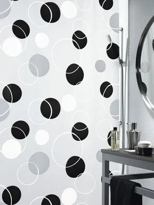 Produktbild von Spirella 7610583130433, Muster, Ring, Polyethylen-Vinylacetat (PEVA), Schwarz, Grau, Weiß, 40 °C, 1800 mm
