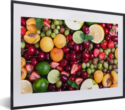 Produktbild von MuchoWow® MuchoWow® Gerahmtes Poster Obst - Farben - Sommer 40x30 cm - Poster mit zchwarzem Bilderrahmen - Bilderrahmen - Poster im Rahmen