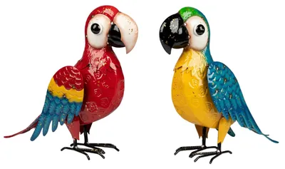 Produktbild von formano 2er Set Papagei Deko Figur Metall bunt Exotische Figur Metall lackiert