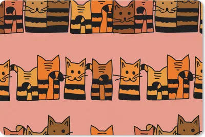 Produktbild von MuchoWow® Schreibtischunterlage Katzen - Muster - Tiere - Kinder 60x40 cm - XXL Mauspad - Großes Mauspad