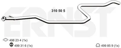 Produktbild von ERNST Abgasrohr Auspuffrohr für FORD Fiesta Mk4 Schrägheck (JAS, JBS) Vorne 310505