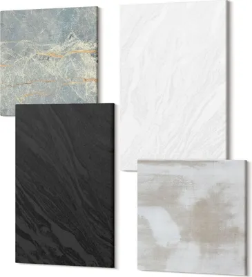 Produktbild von Leinwandbilder Mehrteilig 4-teilig – Modernes Design – Hochwertiger Polycanvas Kunstdruck – Wanddekoration & Wandkunst – Bilder für Zuhause – 2x 40x40 cm + 2x 40x60 cm – Verschiedene Farben eleganter Steinstrukturen